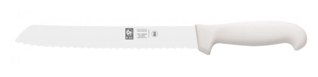 FACA INOX SERRILHADA 20 CM CABO BRANCO P/ PÃO