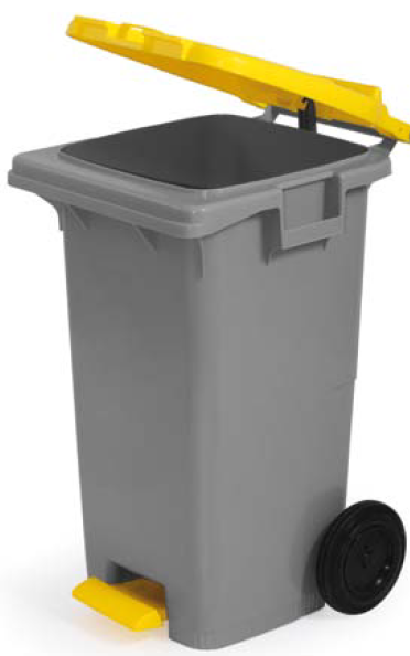 CONTENTOR PLASTICO C/RODAS E PEDAL 80 L CORES