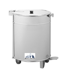 BALDE DETRITOS INOX C/ PEDAL E RODAS 50 L