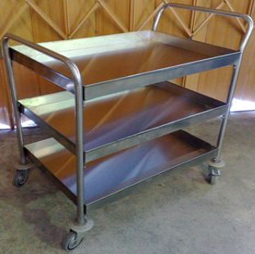 CARRO INOX TRANSPORTE C/ 3 TABULEIROS 800X500X950 MM