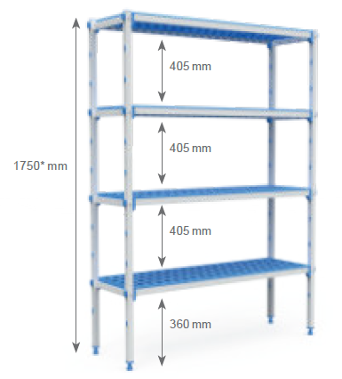 ESTANTE ALUMINIO 4 NIVEIS 1590X555X1750 MM