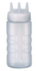 FRASCO PLASTICO TRANSPARENTE P/ MOLHOS C/ 3 BICOS 470 ML